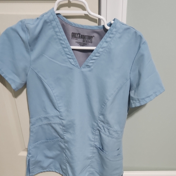 Grey's Anatomy Sky Blue V-Neck Scrub Top - Picture 1 of 1